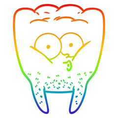 rainbow gradient line drawing cartoon whistling tooth