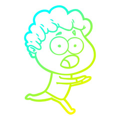 cold gradient line drawing cartoon man gasping in surprise