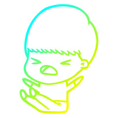 cold gradient line drawing cartoon stressed man