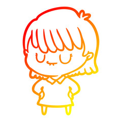 warm gradient line drawing cartoon woman