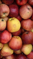Apples on the market. Fresh organic red apples from the local farmers market. Apples background background texture seasoning Apples for sale. 