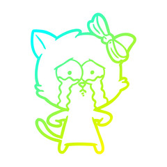 cold gradient line drawing cartoon cat