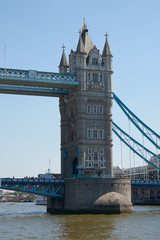 Fototapeta na wymiar Tower Bridge above River Thames on sunny day. Historical and iconic landmark of London city