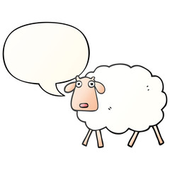 cartoon sheep and speech bubble in smooth gradient style