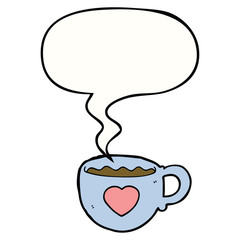 I love coffee cartoon cup and speech bubble