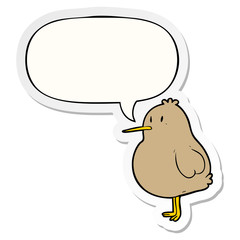 cute cartoon kiwi bird and speech bubble sticker