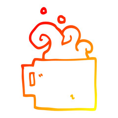 warm gradient line drawing cartoon hot cup of coffee