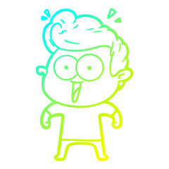 cold gradient line drawing cartoon excited man