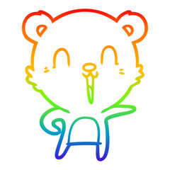 Fototapeta premium rainbow gradient line drawing happy cartoon bear
