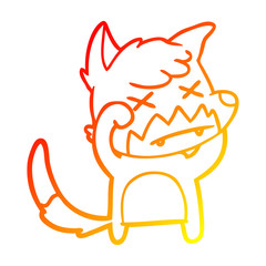 warm gradient line drawing cartoon dead fox