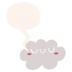 cute cartoon cloud and speech bubble in retro style