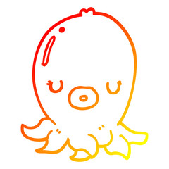 warm gradient line drawing cartoon octopus