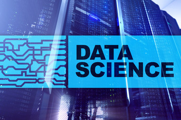 Data Science Artificial Intelligence Concept. Futuristic Supercomputer background