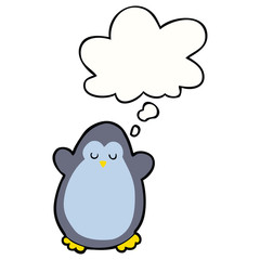 cartoon penguin and thought bubble