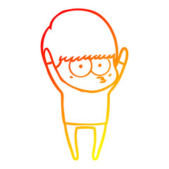 warm gradient line drawing stretching cartoon boy