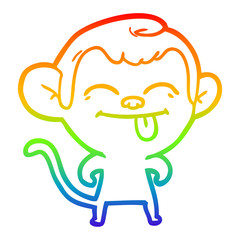 rainbow gradient line drawing funny cartoon monkey