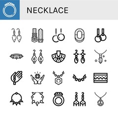 Set of necklace icons such as Bracelet, Earrings, Watch strap, Rings, Ring, Necklace, Bead, Jewelry, Pendant , necklace