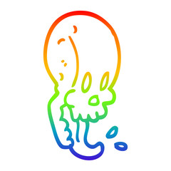 rainbow gradient line drawing cartoon crazy skull