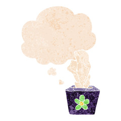 cartoon box of tissues and thought bubble in retro textured style