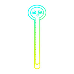 cold gradient line drawing cartoon thermometer