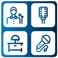 Set of mic icons such as Singer, Microphone, Night stand, Karaoke , mic