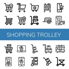 Set of shopping trolley icons such as Shopping cart, Cart, Trolley , shopping trolley