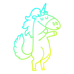 cold gradient line drawing cartoon unicorn
