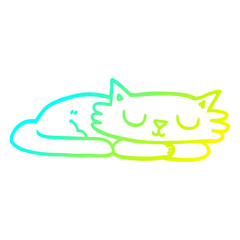 cold gradient line drawing cartoon sleeping cat