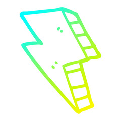 cold gradient line drawing cartoon lightning bolt