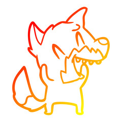 warm gradient line drawing laughing fox cartoon