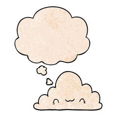 cute cartoon cloud and thought bubble in grunge texture pattern style