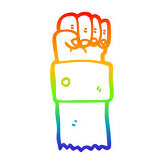 rainbow gradient line drawing cartoon raised fist