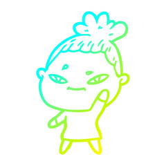 Obraz premium cold gradient line drawing cartoon woman