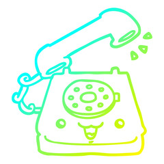 cold gradient line drawing cute cartoon telephone