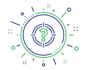 Target with Question mark line icon. Aim symbol. Help or FAQ sign. Quality design elements. Technology headhunter button. Editable stroke. Vector