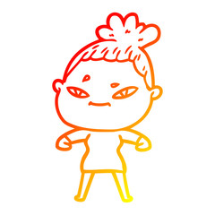 warm gradient line drawing cartoon woman