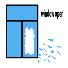 the stylized window is broken, Isolate on a white background