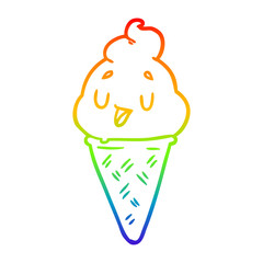 rainbow gradient line drawing cute ice cream