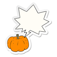 cartoon pumpkin and speech bubble sticker