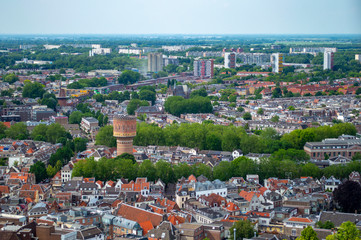 Fototapeta premium Aerial view of medieval city of Utrecht in the Netherlands. View from the Domkerk.