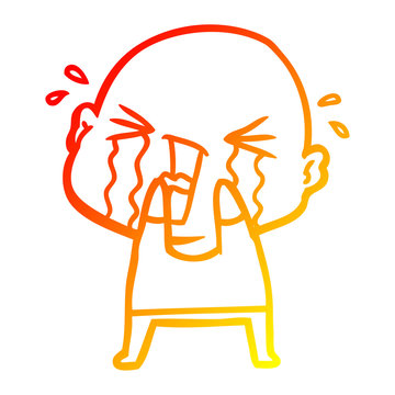 recommend clip art: warm gradient line drawing cartoon crying bald man