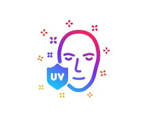 UV protection icon. Skin care sign. Healthy face symbol. Dynamic shapes. Gradient design uV protection icon. Classic style. Vector