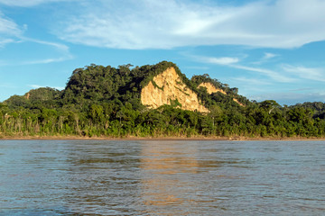 Obraz premium Sunset at Beni river cliffs, adventure in jungles of Madidi national park, Amazon river basin in Bolivia, South America