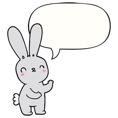 cute cartoon rabbit and speech bubble