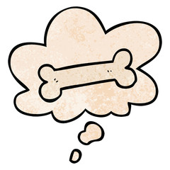 cartoon bone and thought bubble in grunge texture pattern style