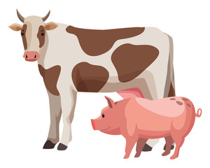 farm, animals and farmer cartoon