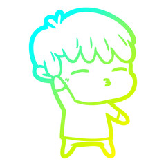 cold gradient line drawing cartoon curious boy
