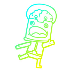 cold gradient line drawing cartoon robot