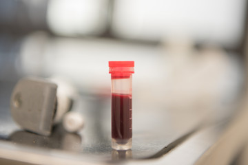Blood samples for analysis in a test tube