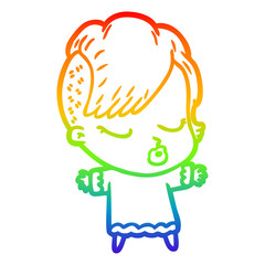rainbow gradient line drawing cartoon pretty hipster girl
